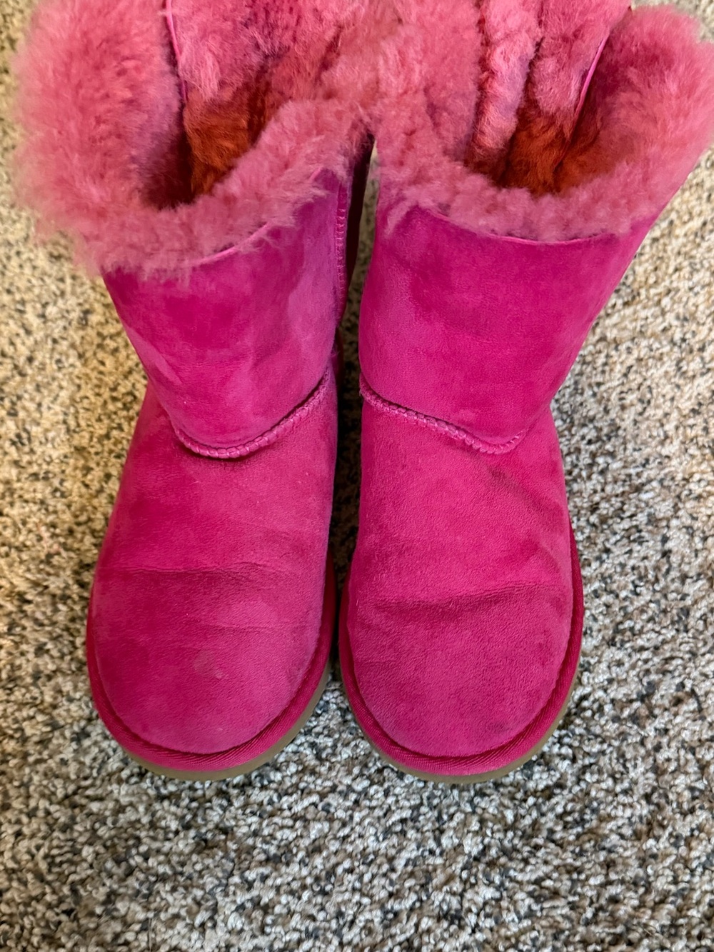 UGG Kids Hot Pink Suede Shearling Boots
